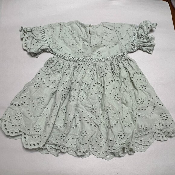 Sweet Magnolia Girls Dress 3T‎ Mint Green Eyelet Lace Flutter Sleeve Lined Cute - Picture 4 of 5